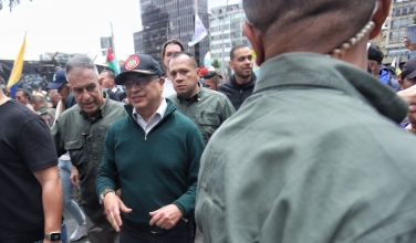 Gustavo Petro, en la marcha del 1 de mayo